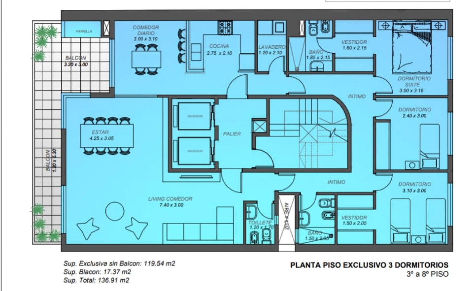 PISOS EXCLUSIVOS DE 3 DORMITORIOS CON COCHERA OPCIONAL
